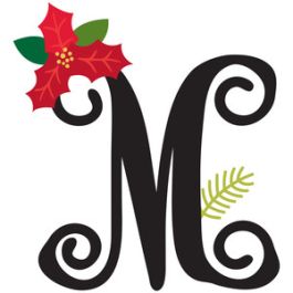 Christmas Poinsettia Monogram M