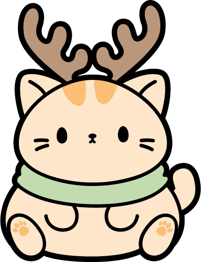 cute chubby cat with reindeer antlers