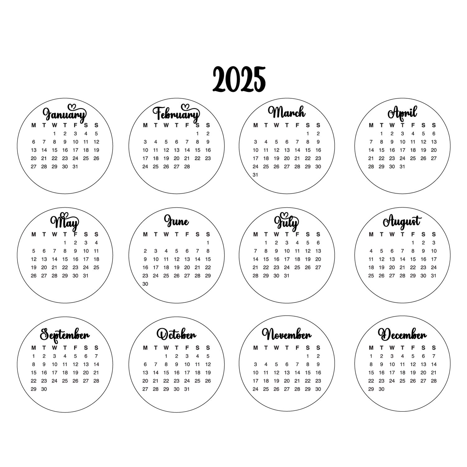 2025 Print and Cut Circle Calendars|D-377889 2025-print-and-cut-circle-calendars-d-377889