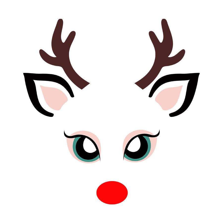 Reindeer with Antler and Red Nose