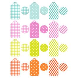 patterned tags and stickers