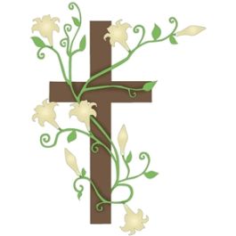 cross with lilies