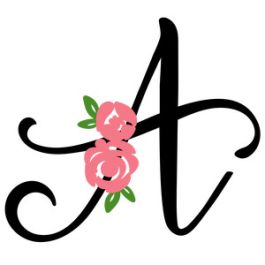 cursive floral monogram a