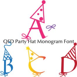 qfd party hat monogram font