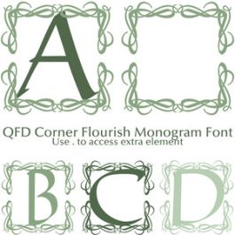 qfd corner flourish monogram font