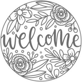 welcome floral round frame sign