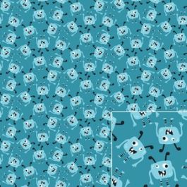 Cute Blue Halloween Monster Printable Pattern Background