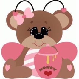 valentine bee bear sitting w honey