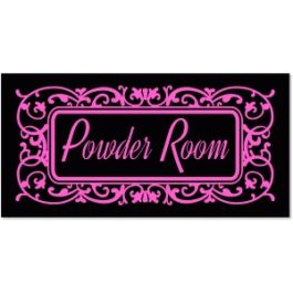 powder room vinyl plaque
