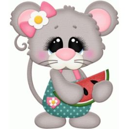 girl mouse holding watermelon