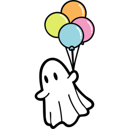 cute ghost with balloons