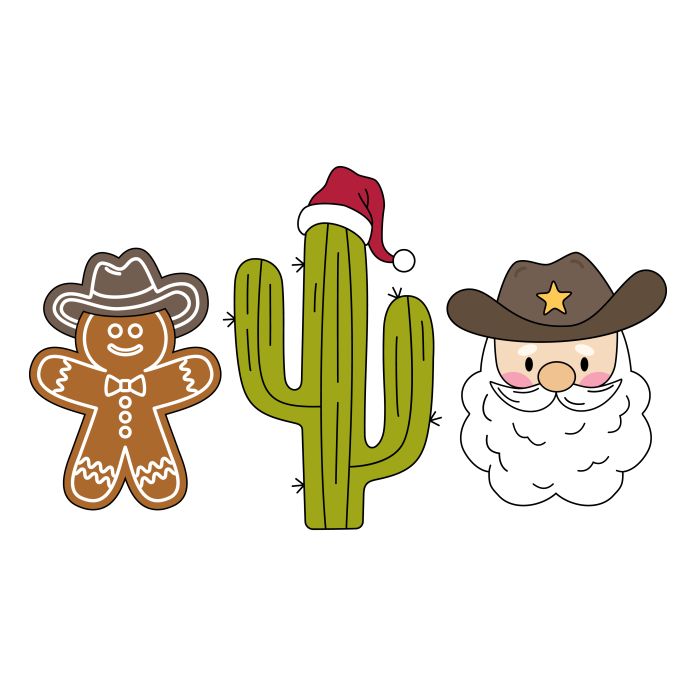 Gingerbread Cactus Santa Icons|D-1236452