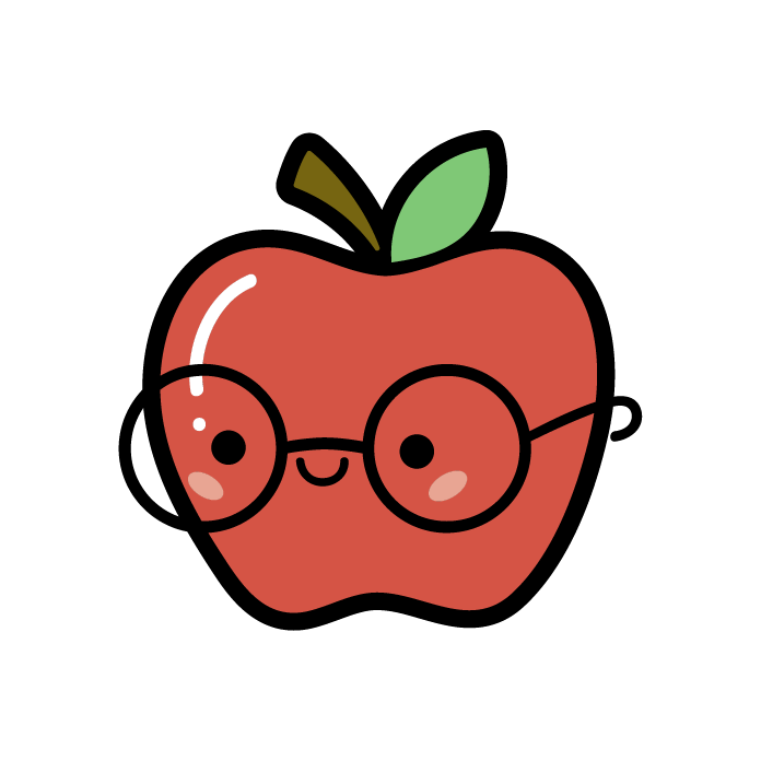 cute apple with glasses
