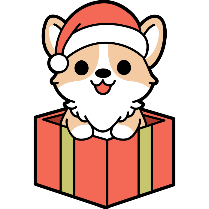 cute christmas corgi in a gift box