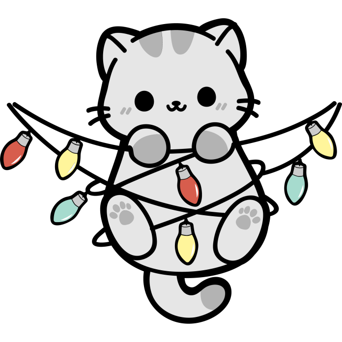 cute funny cat hanging in christmas lights D 1226647
