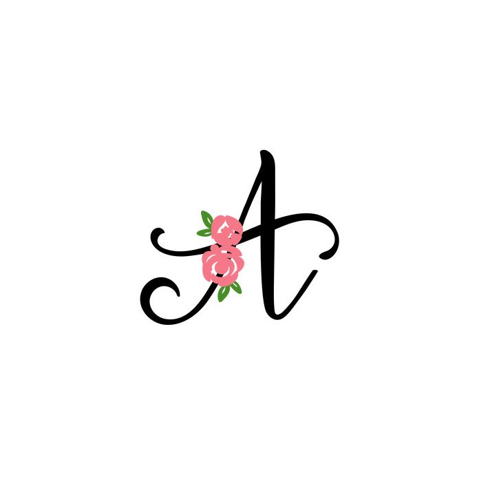 cursive floral monogram a