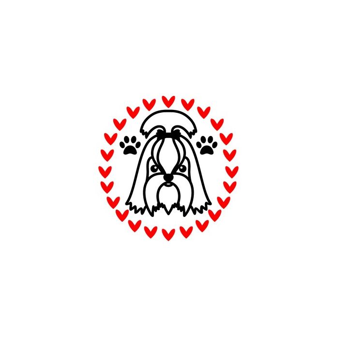 Shih Tzu Dog Circle Hearts