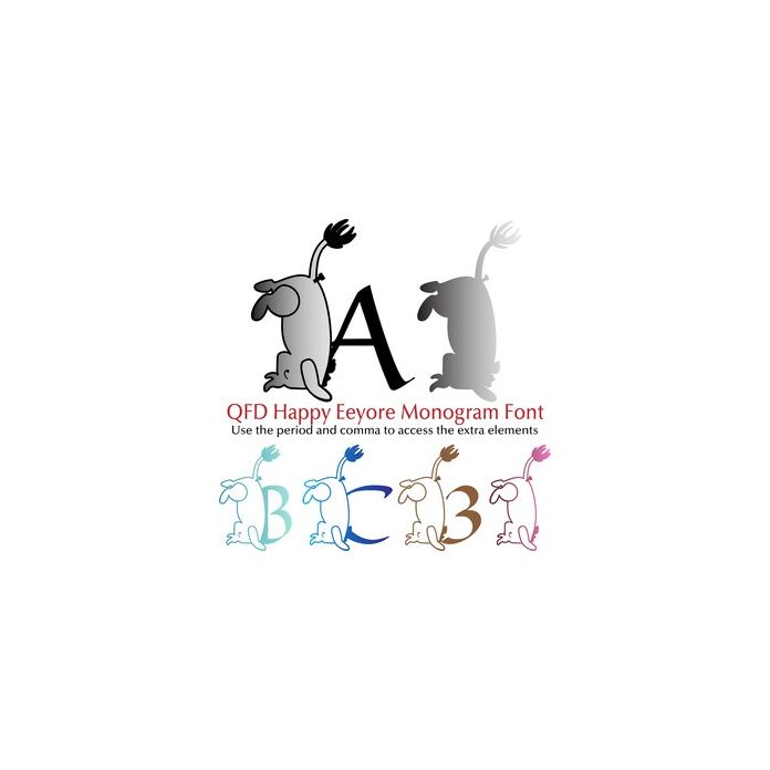 QFD Happy Eeyore Monogram Font