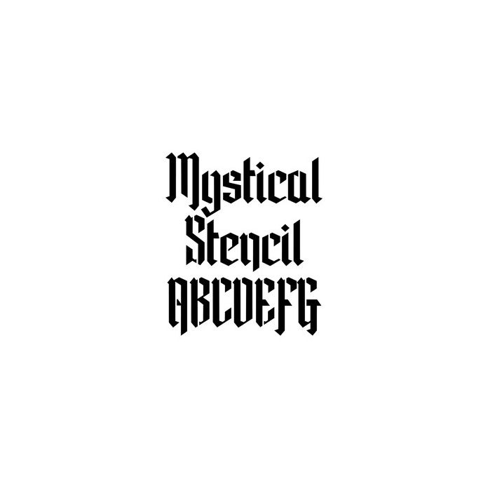 BFC Mystical Stencil Blackletter Gothic Stencil Font