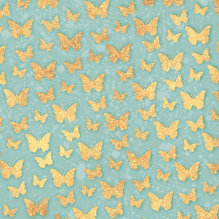 Sage and Gold Glitter Butterflies BackgroundD380951