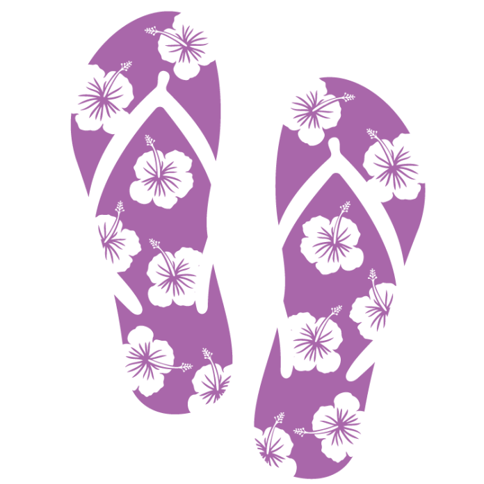 Purple flip flops