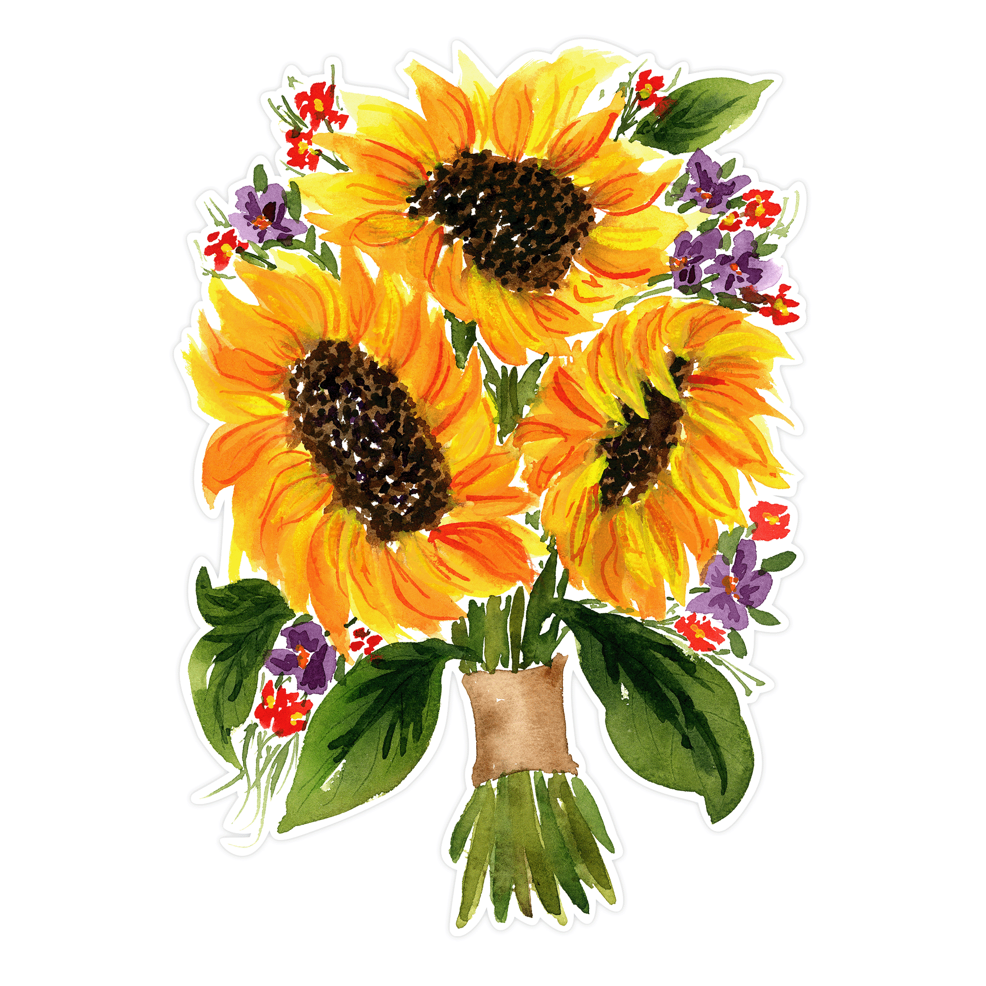 Signed Limited Edition Print top Botanical Flower Watercolor of Sunflowers